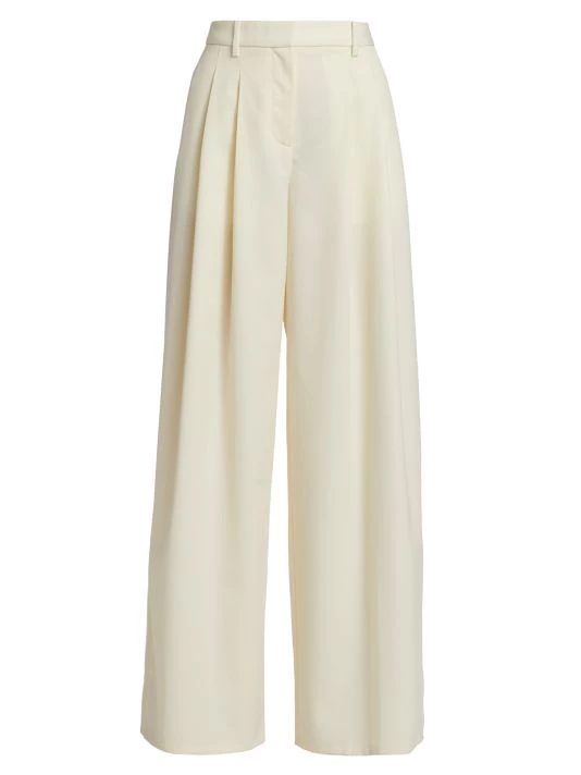 Nili Lotan Dillon Wool Pleated-Front Pants Ivory 5 Nili Lotan Dillon Wool Pleated-Front Pants Ivory - Image 3