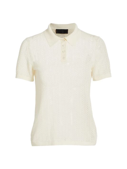 Nili Lotan Kenza Pointelle Knit Polo Top 3 Nili Lotan Kenza Pointelle Knit Polo Top
