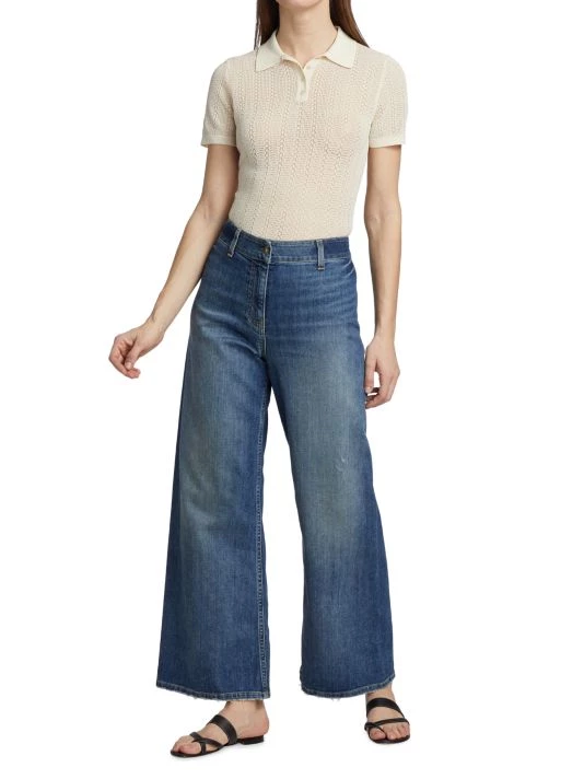 Nili Lotan Kenza Pointelle Knit Polo Top 4 Nili Lotan Kenza Pointelle Knit Polo Top - Image 2