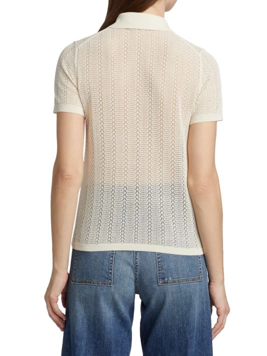 Nili Lotan Kenza Pointelle Knit Polo Top 7 Nili Lotan Kenza Pointelle Knit Polo Top - Image 5