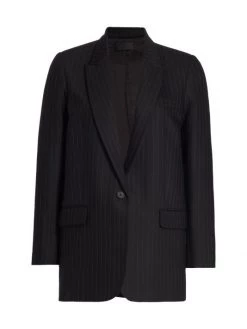 Nili Lotan Diane Single-Breasted Pinstriped Blazer