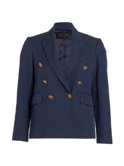 Nili Lotan Henry Double-Breasted Linen & Silk Blazer