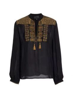 Nili Lotan Renee Embroidered Silk Top