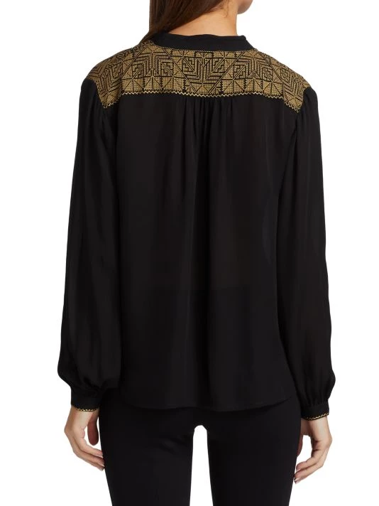 Nili Lotan Renee Embroidered Silk Top 6 Nili Lotan Renee Embroidered Silk Top - Image 4