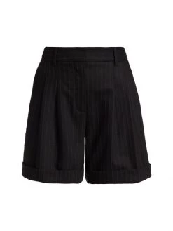 Nili Lotan Angeline Pleated Pinstriped Shorts