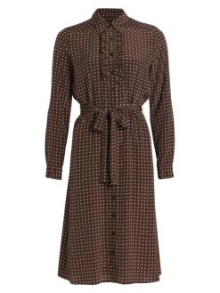 Nili Lotan Sasha Belted Polka-Dot Shirtdress