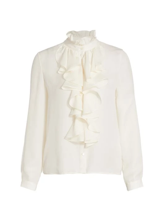 Nili Lotan Lily Ruffle-Embellished Silk Blouse 3 Nili Lotan Lily Ruffle-Embellished Silk Blouse