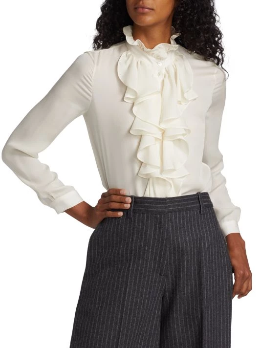 Nili Lotan Lily Ruffle-Embellished Silk Blouse 5 Nili Lotan Lily Ruffle-Embellished Silk Blouse - Image 3