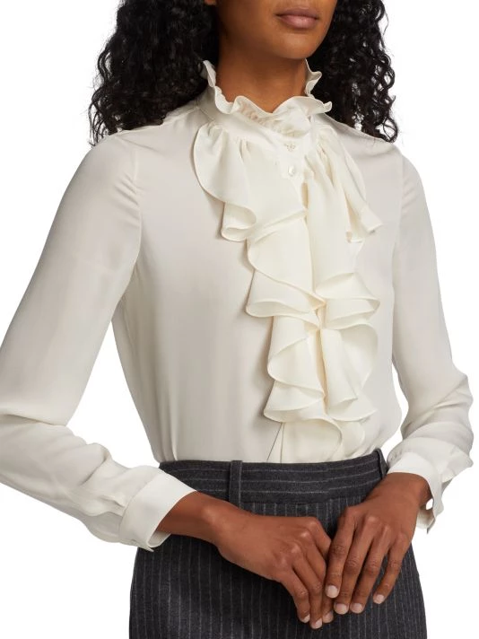 Nili Lotan Lily Ruffle-Embellished Silk Blouse 8 Nili Lotan Lily Ruffle-Embellished Silk Blouse - Image 6