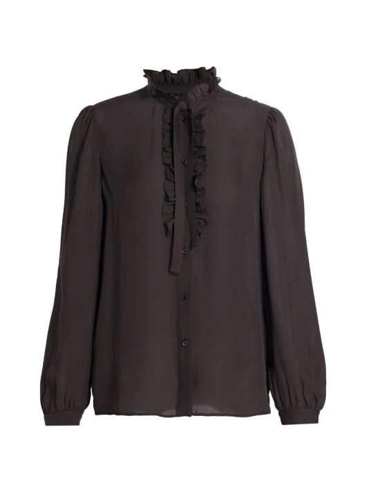 Nili Lotan Miera Ruffle-Embellished Blouse 3 Nili Lotan Miera Ruffle-Embellished Blouse