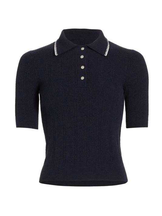 Nili Lotan Peyton Cotton Knit Polo Sweater 3 Nili Lotan Peyton Cotton Knit Polo Sweater