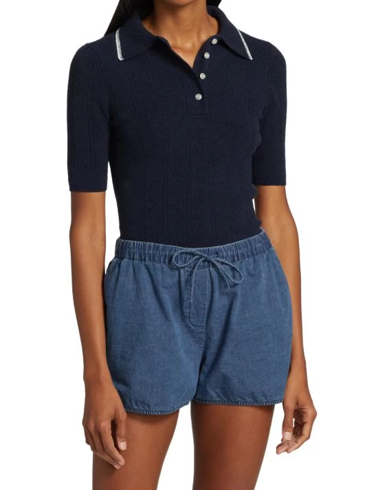 Nili Lotan Peyton Cotton Knit Polo Sweater 5 Nili Lotan Peyton Cotton Knit Polo Sweater - Image 3