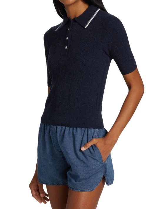 Nili Lotan Peyton Cotton Knit Polo Sweater 6 Nili Lotan Peyton Cotton Knit Polo Sweater - Image 4