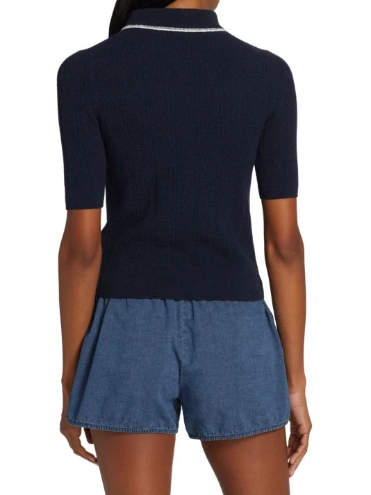 Nili Lotan Peyton Cotton Knit Polo Sweater 7 Nili Lotan Peyton Cotton Knit Polo Sweater - Image 5