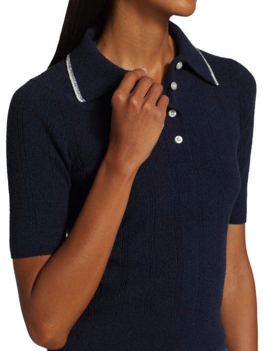 Nili Lotan Peyton Cotton Knit Polo Sweater 8 Nili Lotan Peyton Cotton Knit Polo Sweater - Image 6