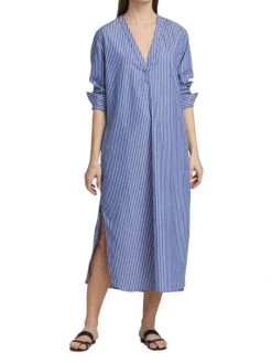 Nili Lotan Raven Pinstripe V-Neck Shirtdress -Nili Lotan And Workman Publishing Sales unnamed file 708