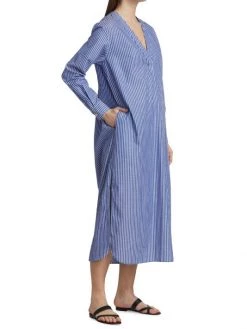 Nili Lotan Raven Pinstripe V-Neck Shirtdress -Nili Lotan And Workman Publishing Sales unnamed file 709