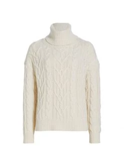 Nili Lotan Gigi Cable Knit Cashmere Sweater Arabian Sand