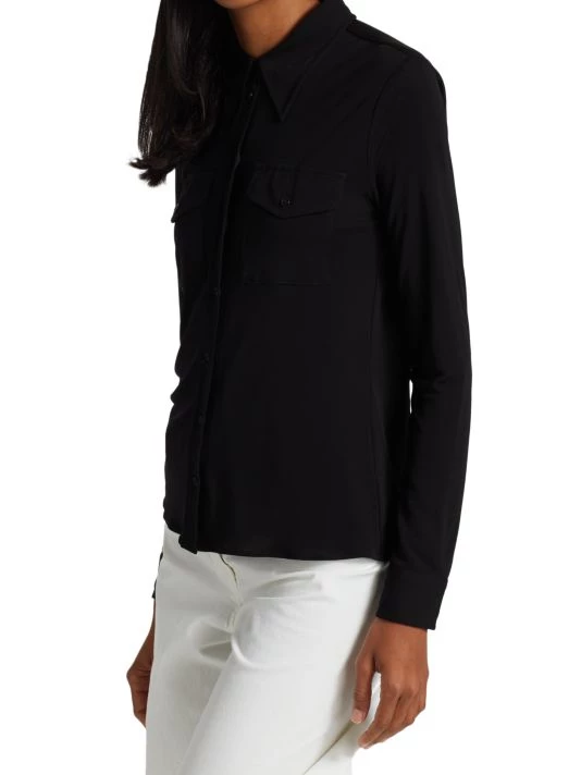 Nili Lotan Aveline Jersey Button-Front Shirt 6 Nili Lotan Aveline Jersey Button-Front Shirt - Image 4