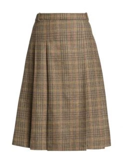 Nili Lotan Rosemonde Pleated Plaid Skirt