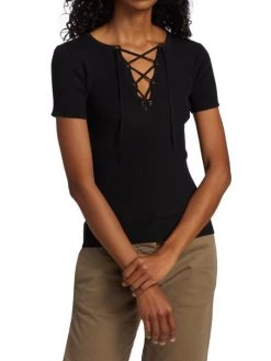 Nili Lotan Wells Ribbed Cotton Lace-Up Sweater -Nili Lotan And Workman Publishing Sales unnamed file 758