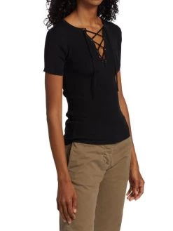 Nili Lotan Wells Ribbed Cotton Lace-Up Sweater -Nili Lotan And Workman Publishing Sales unnamed file 759