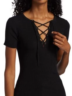 Nili Lotan Wells Ribbed Cotton Lace-Up Sweater -Nili Lotan And Workman Publishing Sales unnamed file 761