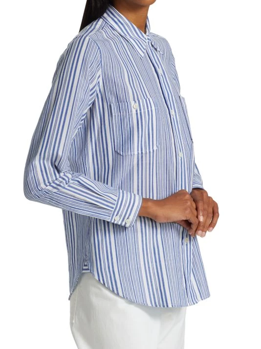 Nili Lotan Kaya Striped Cotton Button-Front Shirt 6 Nili Lotan Kaya Striped Cotton Button-Front Shirt - Image 4