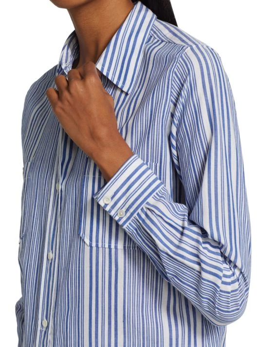 Nili Lotan Kaya Striped Cotton Button-Front Shirt 8 Nili Lotan Kaya Striped Cotton Button-Front Shirt - Image 6