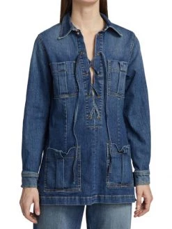 Nili Lotan Monique Lace-Up Stretch Denim Top 11 Nili Lotan Monique Lace-Up Stretch Denim Top -Nili Lotan And Workman Publishing Sales unnamed file 811