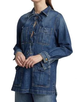 Nili Lotan Monique Lace-Up Stretch Denim Top 12 Nili Lotan Monique Lace-Up Stretch Denim Top -Nili Lotan And Workman Publishing Sales unnamed file 812