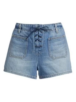 Nili Lotan Romane Lace-Up Denim Shorts