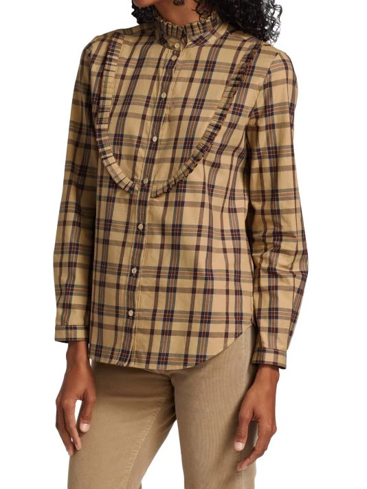 Nili Lotan Gretta Plaid Cotton Blouse 6 Nili Lotan Gretta Plaid Cotton Blouse - Image 4