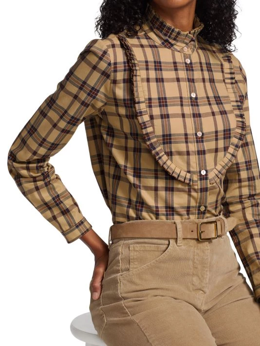 Nili Lotan Gretta Plaid Cotton Blouse 8 Nili Lotan Gretta Plaid Cotton Blouse - Image 6