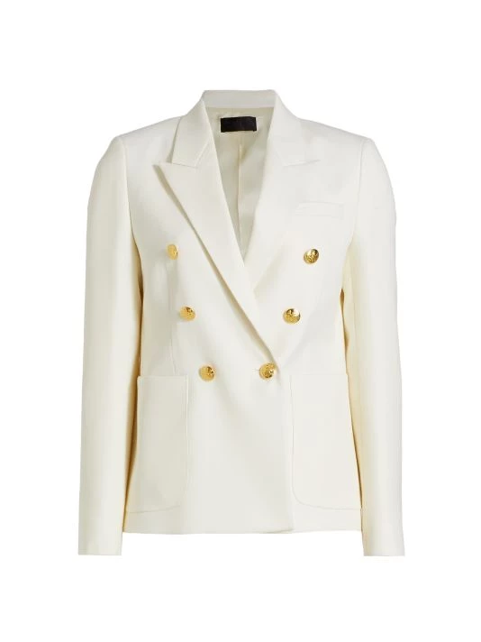 Nili Lotan Nathalia Double-Breasted Wool Gabardine Blazer Ivory 6 Nili Lotan Nathalia Double-Breasted Wool Gabardine Blazer Ivory - Image 4