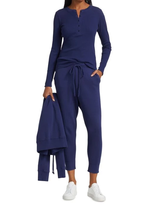 Nili Lotan Jordan Rib-Knit Henley Top Marine Blue 4 Nili Lotan Jordan Rib-Knit Henley Top Marine Blue - Image 2