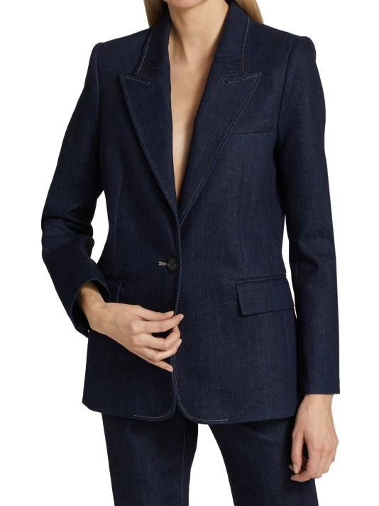 Nili Lotan Denim Single-Breasted Blazer 5 Nili Lotan Denim Single-Breasted Blazer - Image 3