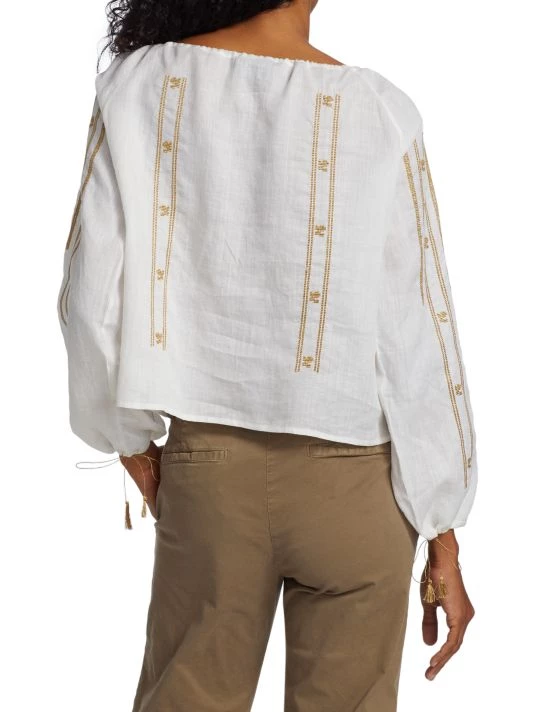 Nili Lotan Geneve Embroidered Woven Tassel Blouse 7 Nili Lotan Geneve Embroidered Woven Tassel Blouse - Image 5