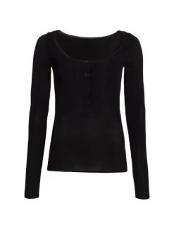 Nili Lotan Maia Ribbed Silk Henley Sweater