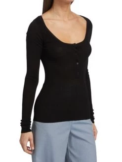 Nili Lotan Maia Ribbed Silk Henley Sweater -Nili Lotan And Workman Publishing Sales unnamed file 941