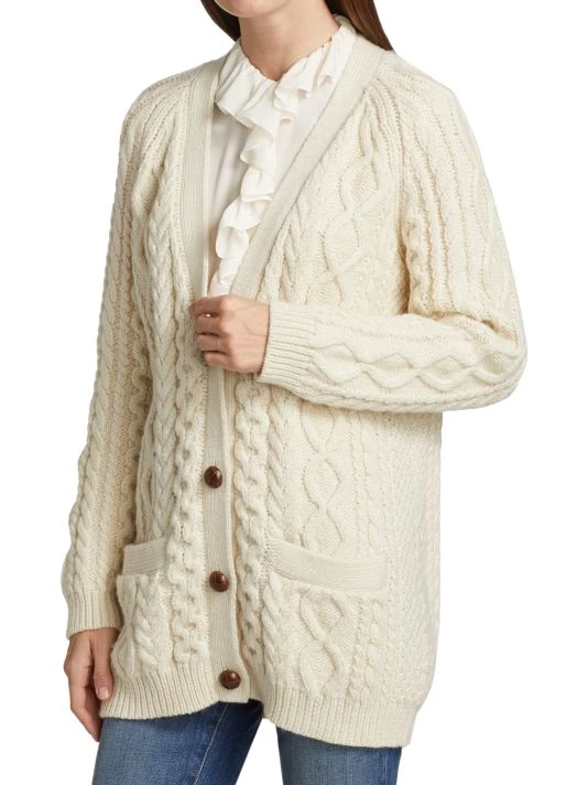 Nili Lotan Orion Cable Knit Wool Cardigan 6 Nili Lotan Orion Cable Knit Wool Cardigan - Image 4