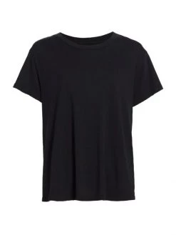 Nili Lotan Brady Cotton T-Shirt Washed Black